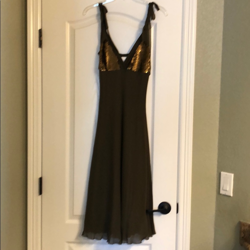 Eliza J olive green dress With sequins on the top